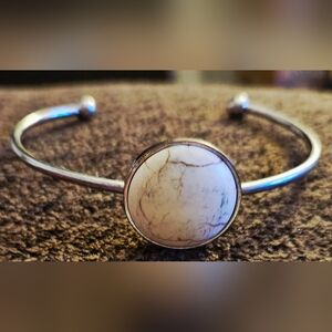 White Stone Cuff Bracelet